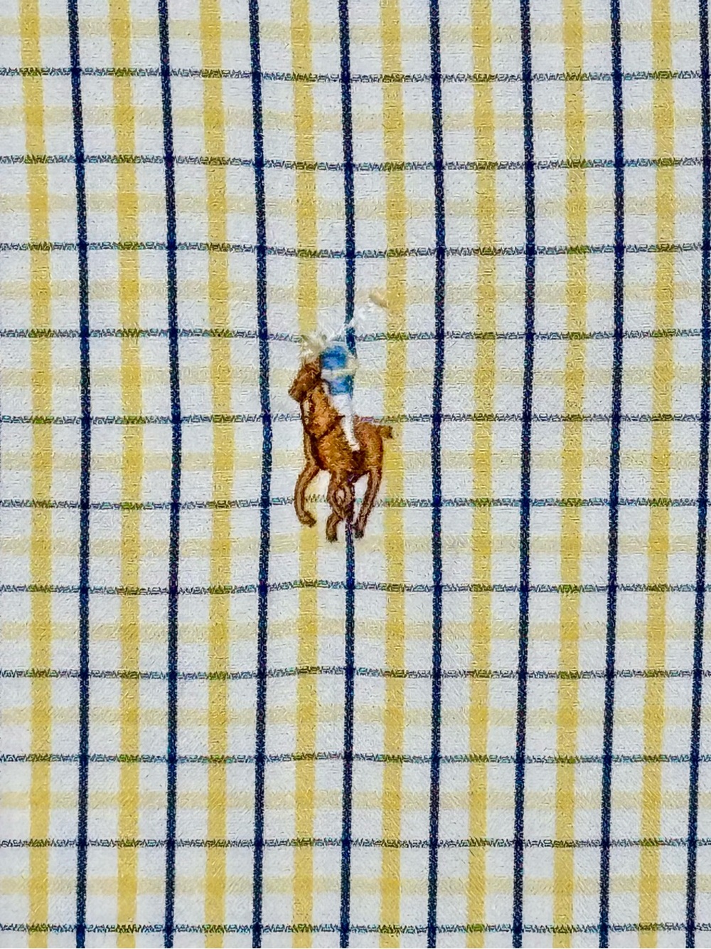 Polo Ralph Lauren Plaid Button Down Shirt Yellow Blue Size 16.5 32/33 - Picture 4 of 9